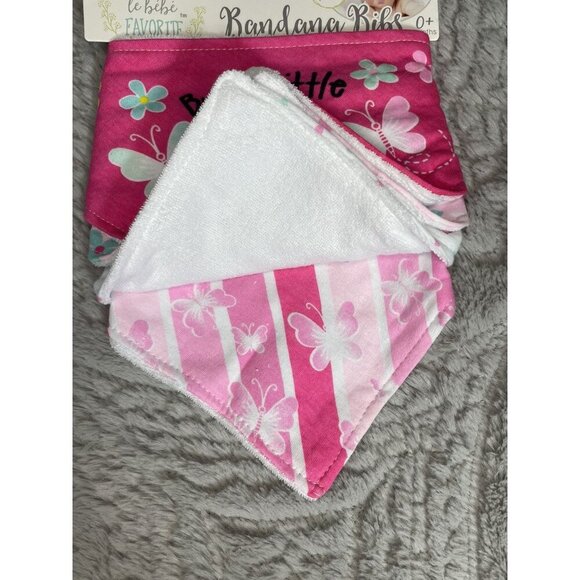 le bebe Favorite 4 pack Assorted Bandana Bibs Baby Girl Pink - Picture 4 of 6